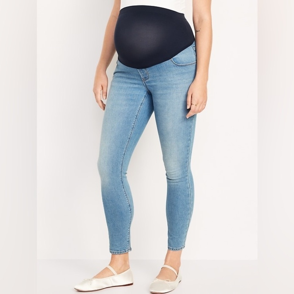 NWT Old Navy Maternity Full Panel Skinny Blue Jeans Size 14 Long
